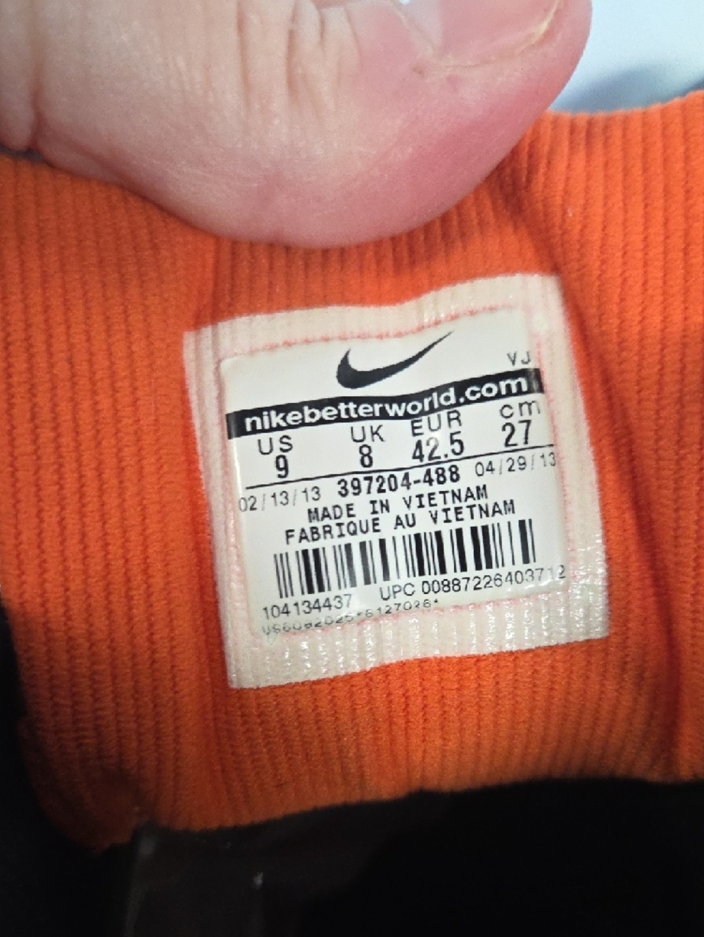 Nike Grey & Orange High-Top Flight Sneakers Size 9 - Picture 5 of 5